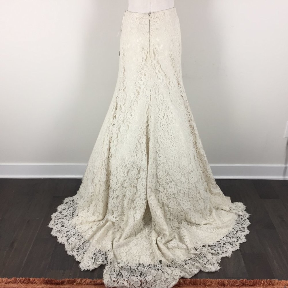 Vintage Ivory Cream Lace Wedding Skirt train S - Picture 3 of 5